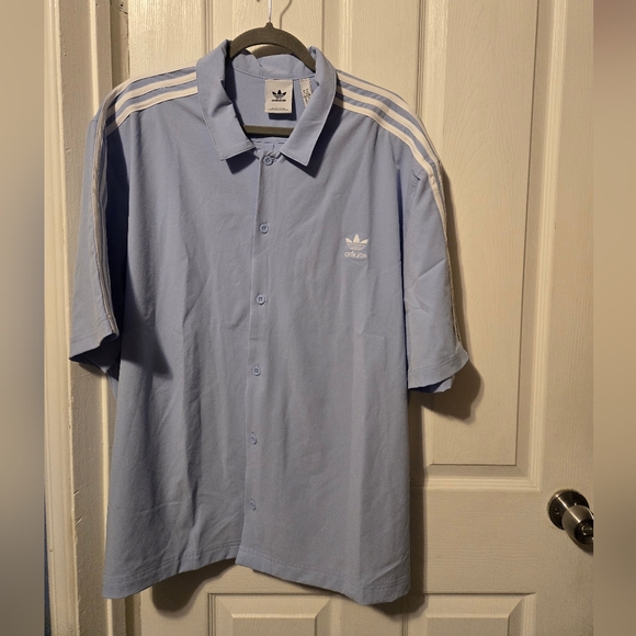 NWT Adidas Classics Shirt Men's Color Blue Dawn Size XL The 3 Triples - Picture 2 of 10
